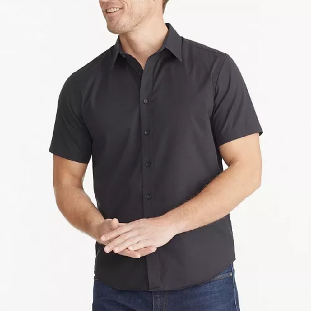 UNTUCKit Short Sleeve Slim Fit Solid Black Button Up Shirt Style Coufran